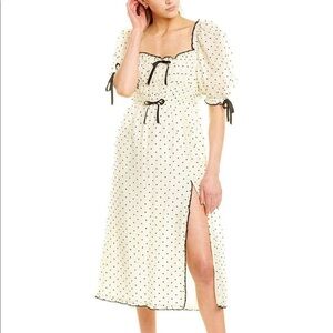 For love & lemons Eden polka dot cream midi dress